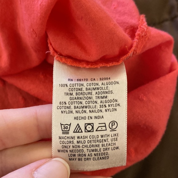 Anthropologie Leifnotes 2 Swiss Dot Tunic Top coral embroidered - Picture 4 of 4